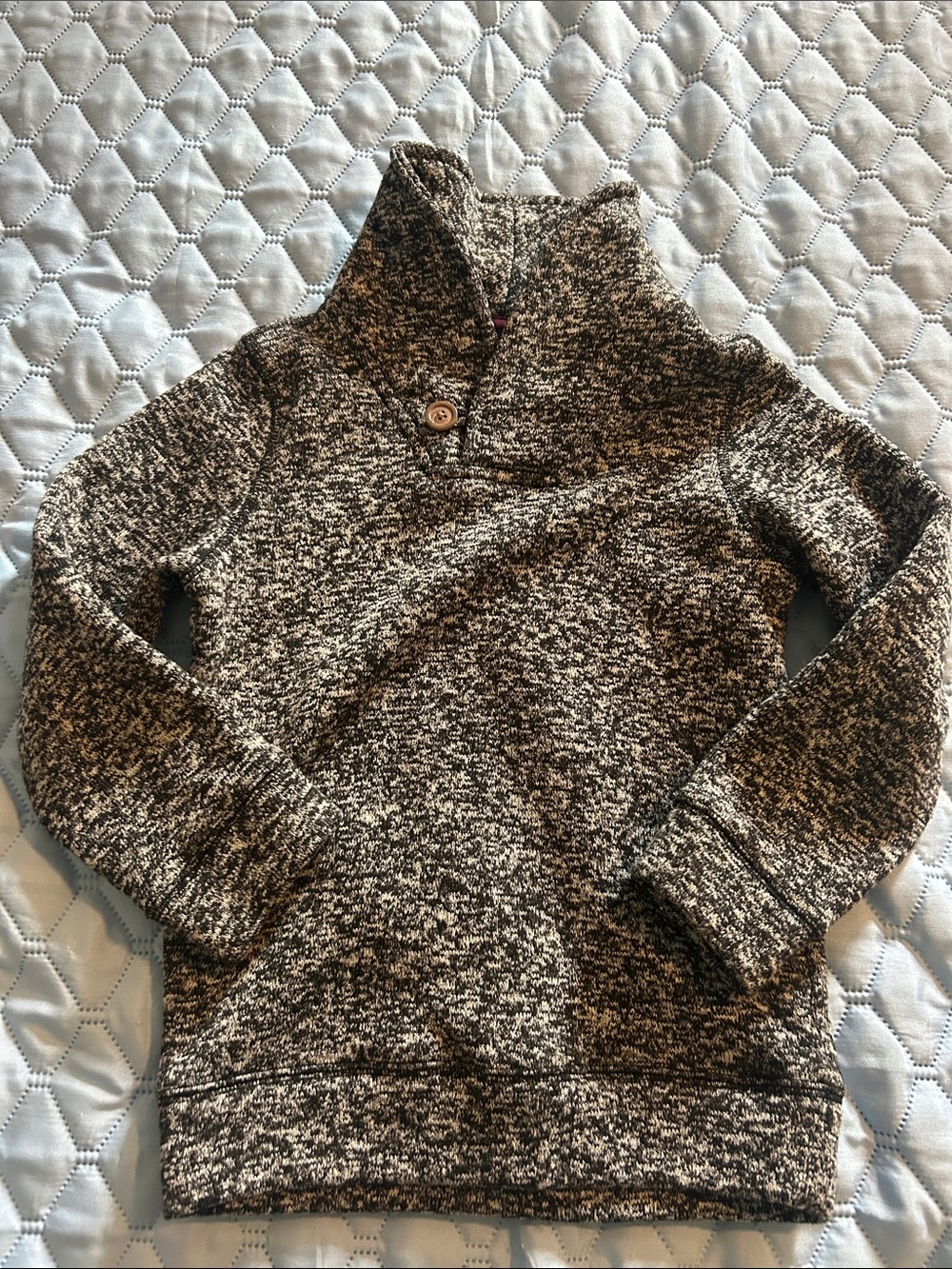 Sonoma Black and White Marled Shawl-Collar Sweater